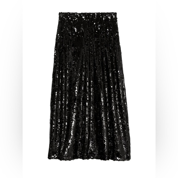 MARKS & SPENCER Black Sequin Midaxi Slip Skirt - Picture 2 of 2